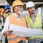 Engenheiros analisando um cronograma de execução de obra